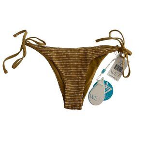 NWT WET Swimwear Striped Side Tie Bikini Bottoms in Turmeric Sz. S